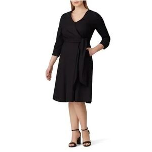 LAFAYETTE 148 Black Pleated Penelope‎ Wrap Dress Size 10